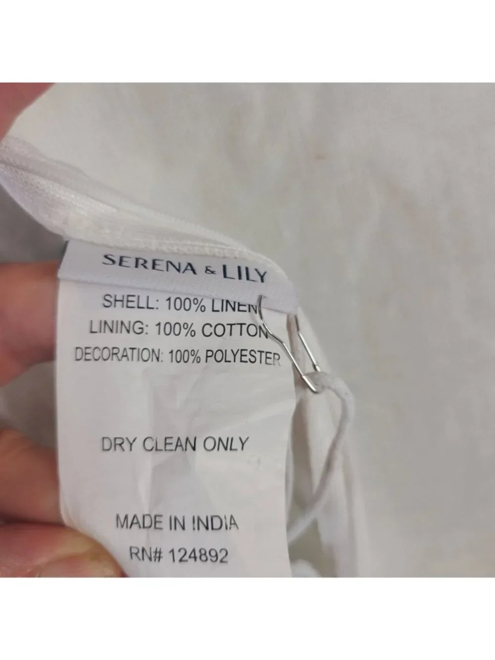Serena & Lily Embroidered Floral Pillow Case White, Blue, Green Detailing 22x16